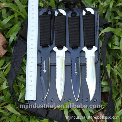 4pc-set Stainless Steel 440C Full Tang Outdoor Hunting Fixed Blade Knives With Rope